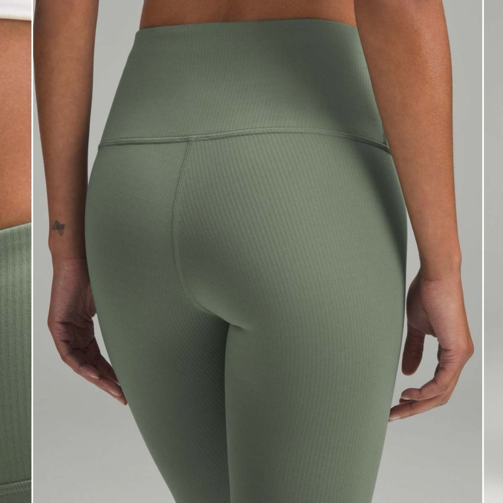Lululemon Wunder Train High-Rise Ribbed Tight 25" in Grey Eucalyptus Size 4 - Picture 3 of 12